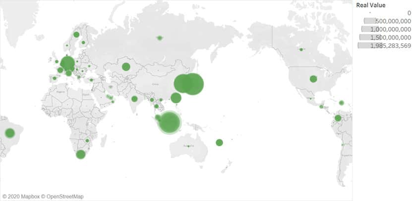 Global imports of iron and steel in 2019