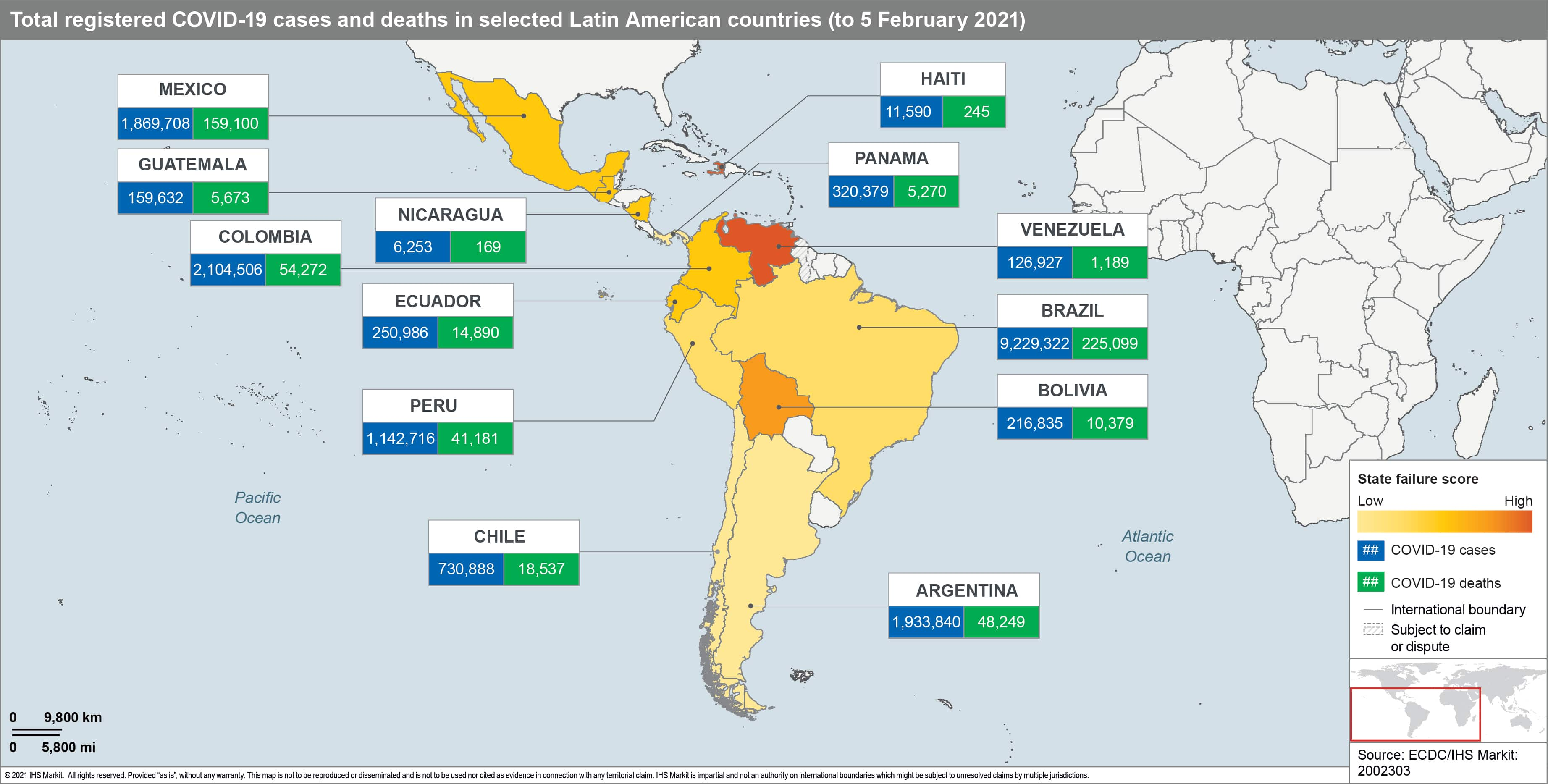 Latin America vaccine roll out map 2021