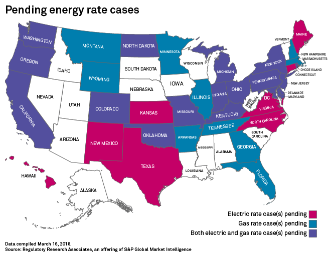 Map of pending energy rate cases