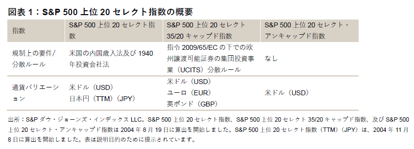 S&P 500 Top 20 Select Indices 소개: Exhibit 1