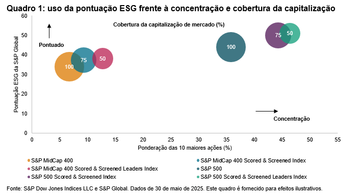 Pontuação e filtragem dos líderes de capitalização média: Quadro 1