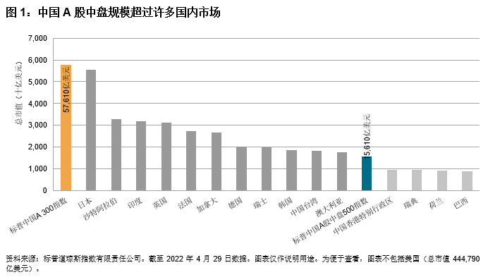 大盘股以外的中国在岸股票：标普中国A股中盘500指数: 图表 1